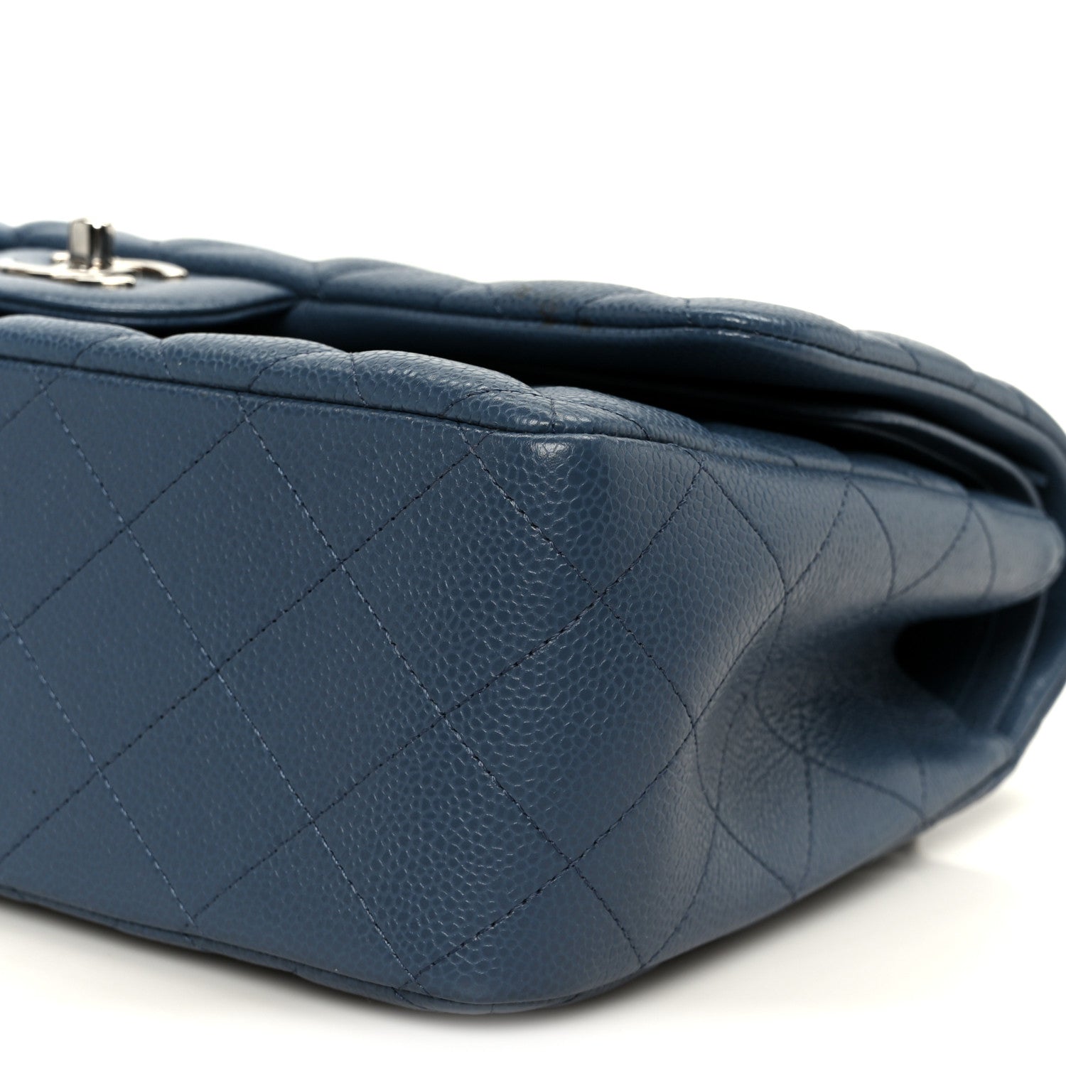 Chanel Caviar Quilted Jumbo Double Flap Blue