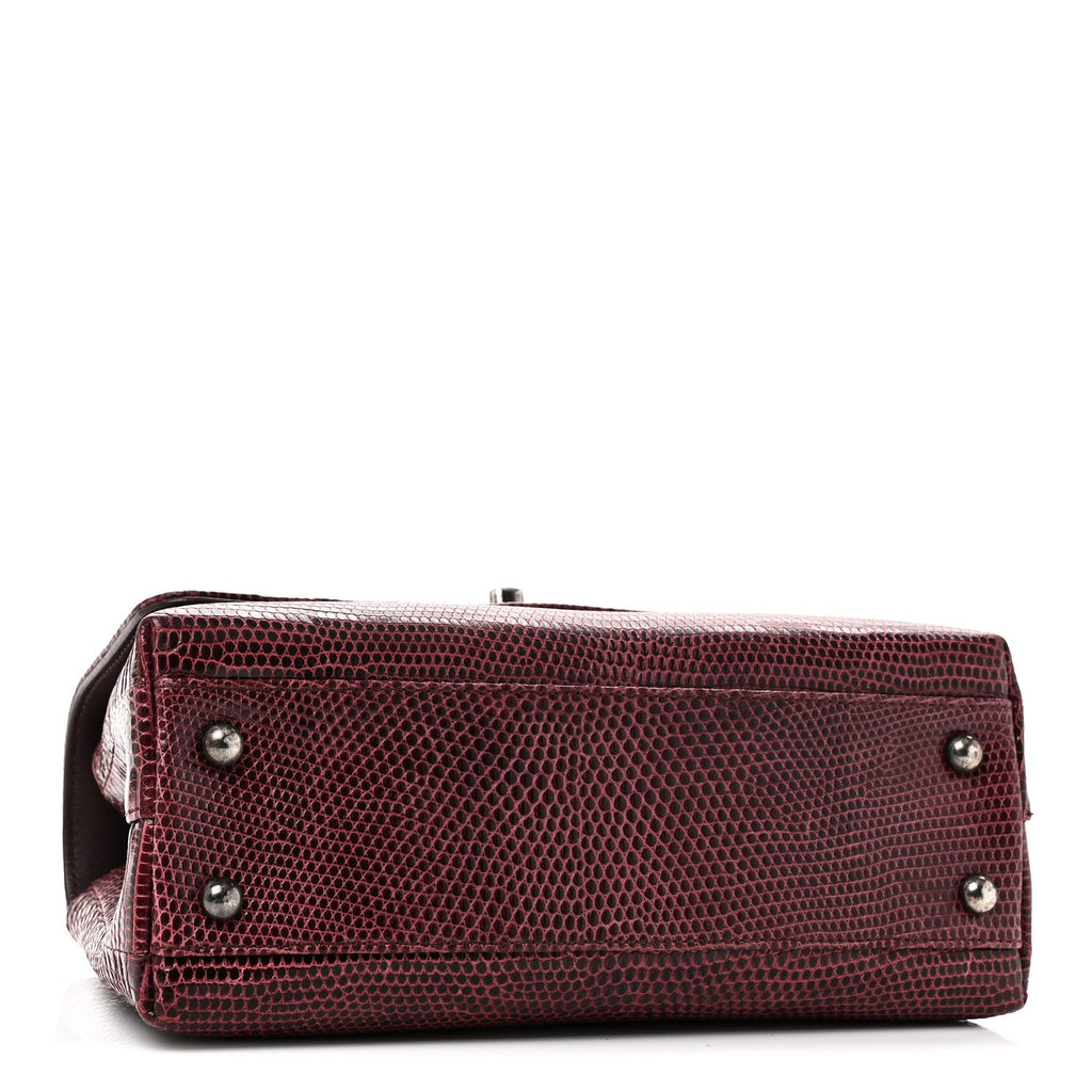 Chanel Lizard Mini Coco Handle Flap Burgundy