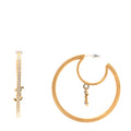Baguette Crystal CC Drop Hoop Earrings Gold