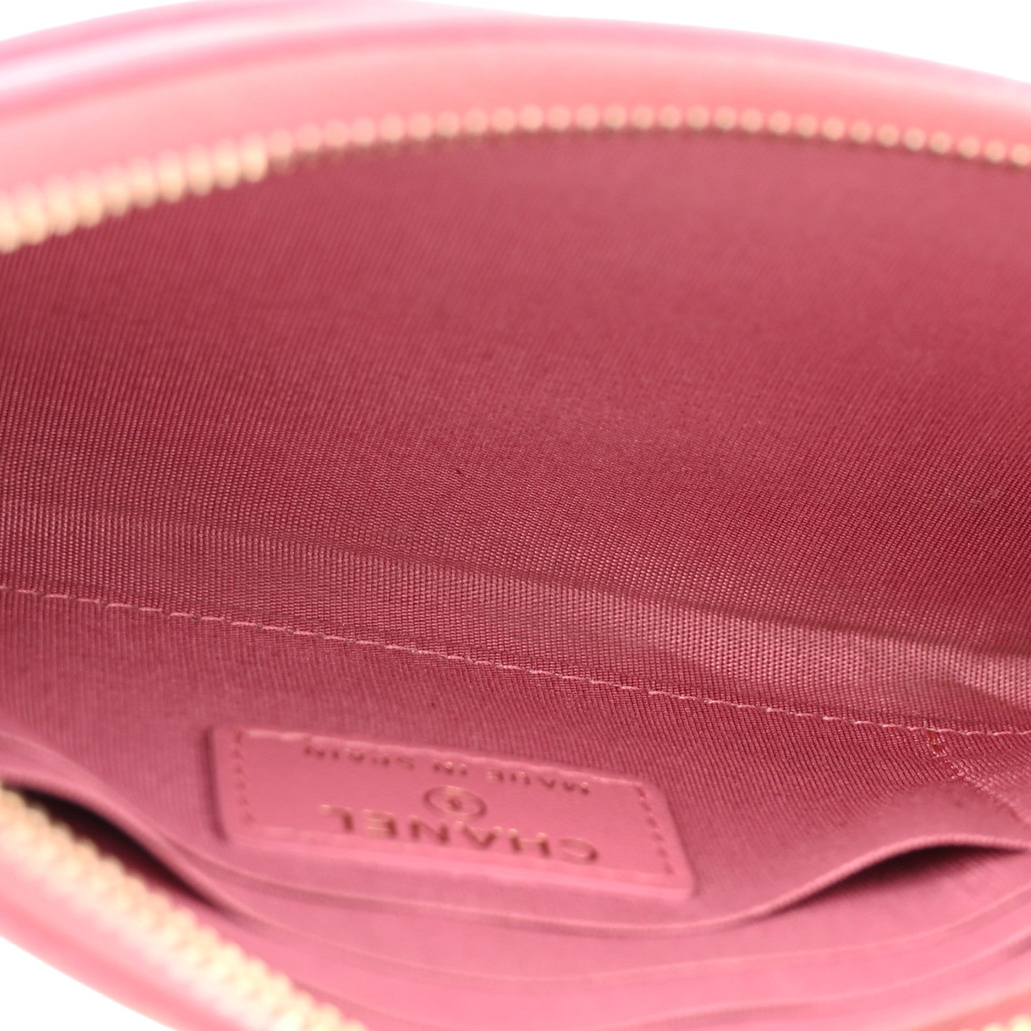 Chanel Sheepskin Quilted Mademoiselle Vintage Zip Pouch Pink
