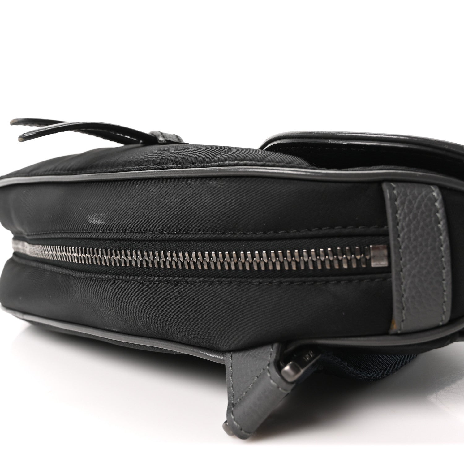 Christian Dior X Sacai Grained Calfskin Technical Fabric Mens Saddle Bag Black