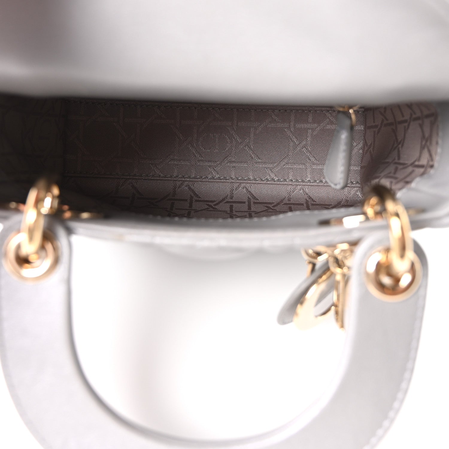 Christian Dior Lambskin Cannage Mini Lady Dior Gray Opaline