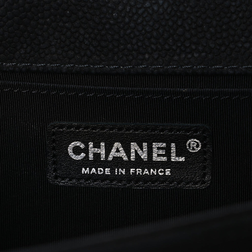 Chanel Bullskin Suede Caviar Quilted Medium Boy Flap Black
