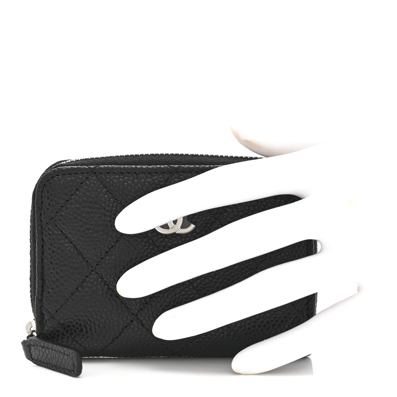 Caviar Quilted Zip Coin Purse Black