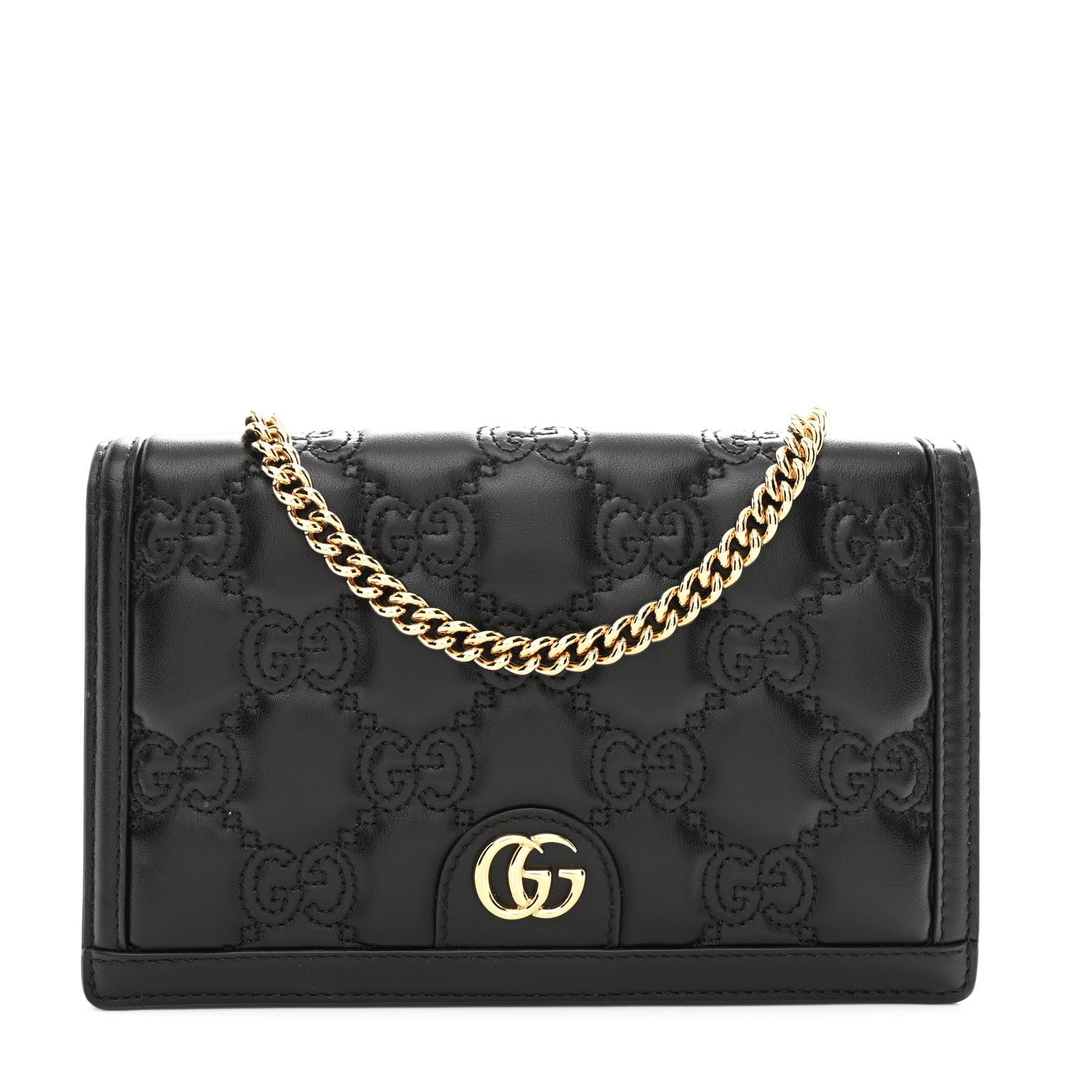 Gucci Calfskin GG Matelasse Chain Wallet Black