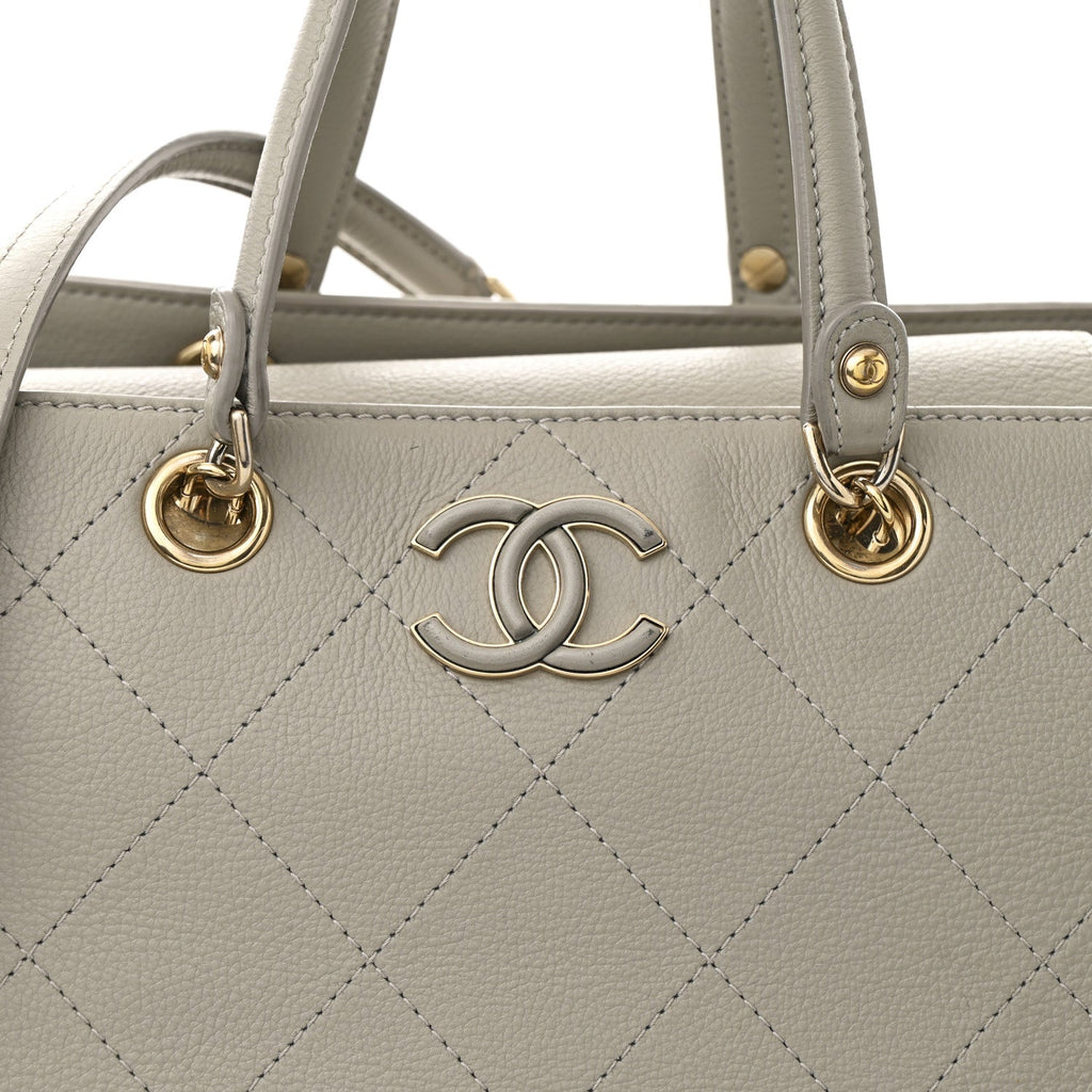 Chanel Bullskin Stitched Large Shopping Bag Grey