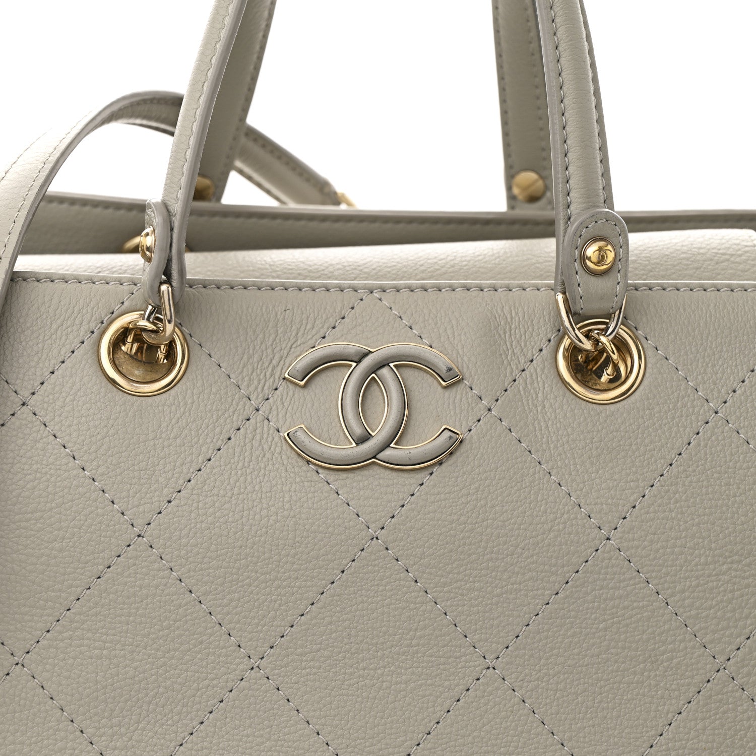 Chanel Bullskin Stitched Large Shopping Bag Grey