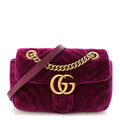 Gucci Velvet Matelasse Mini GG Marmont Shoulder Bag Fuchsia Violet Cyclamen