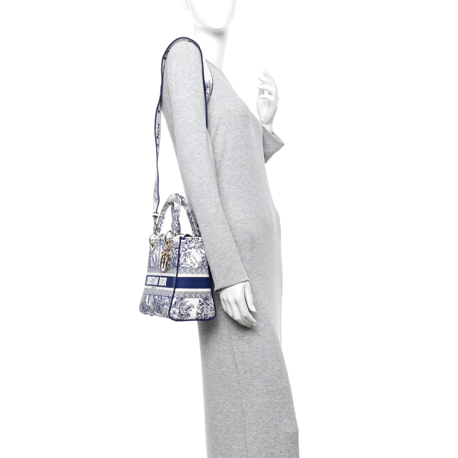 Christian Dior Canvas Reverse Embroidered Rêve d'Infini Medium Lady D-Lite Blue Multicolor
