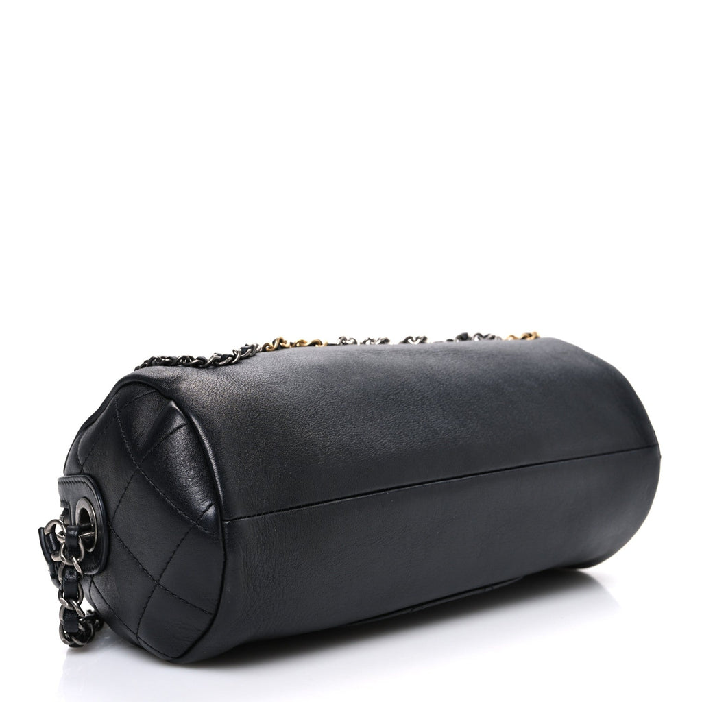 Chanel Metallic Lambskin Signe Bowling Bag Black