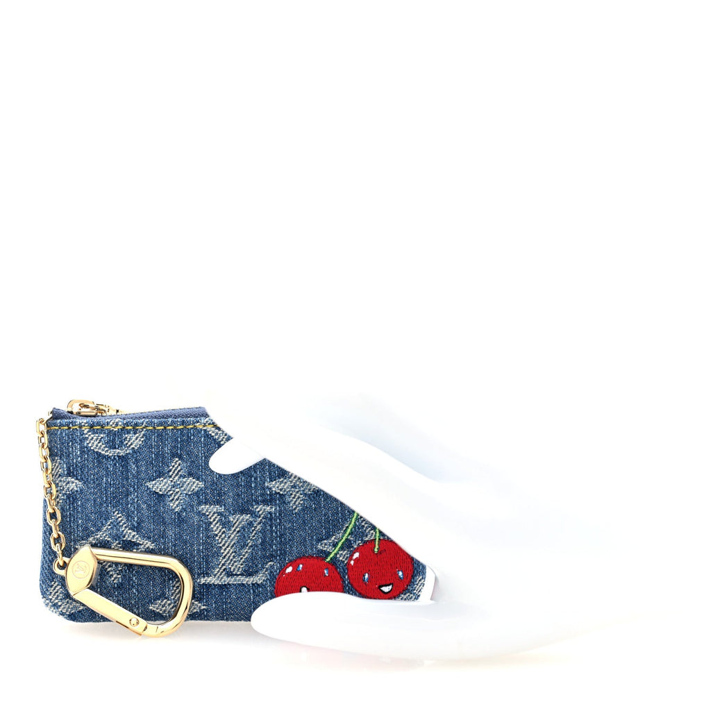 Louis Vuitton LV X TM Monogram Denim Cerises Key Pouch Blue