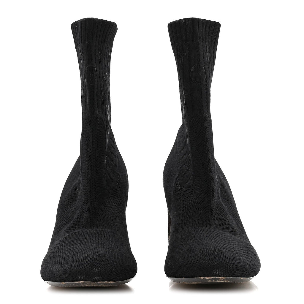 Louis Vuitton Monogram Stretch Fabric Silhouette Ankle Boots 39 Black