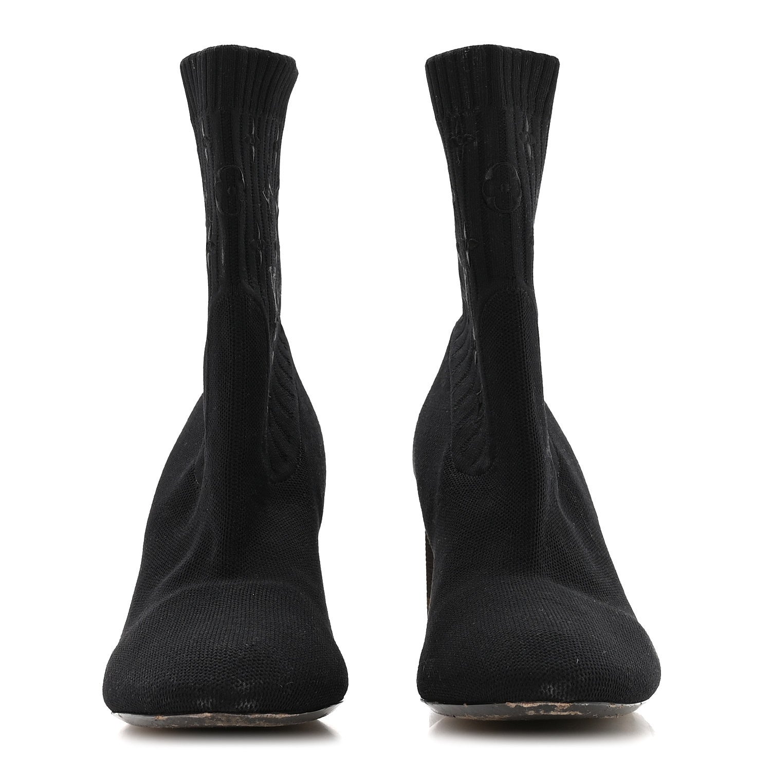 Louis Vuitton Monogram Stretch Fabric Silhouette Ankle Boots 39 Black