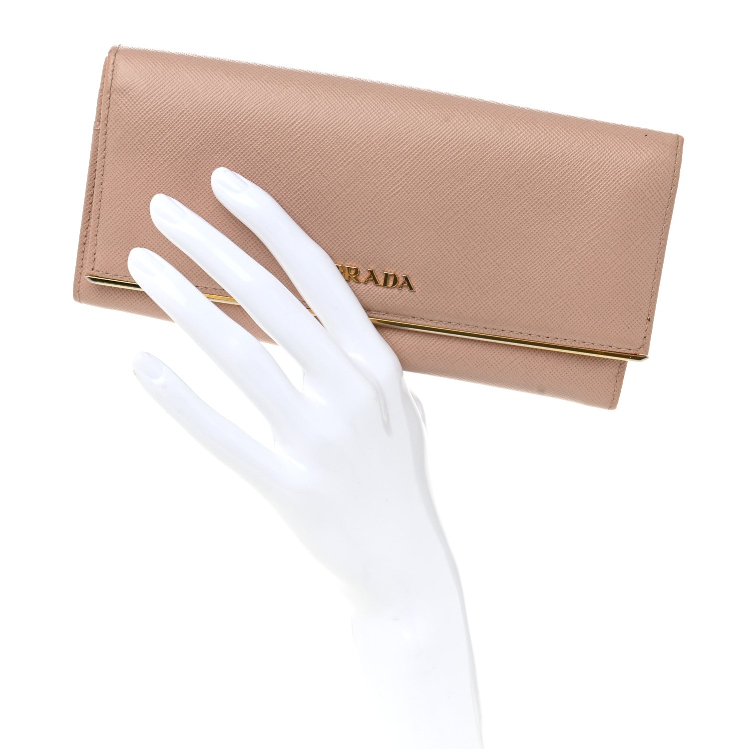Prada Saffiano Metal Bar Continental Flap Wallet Orchidea
