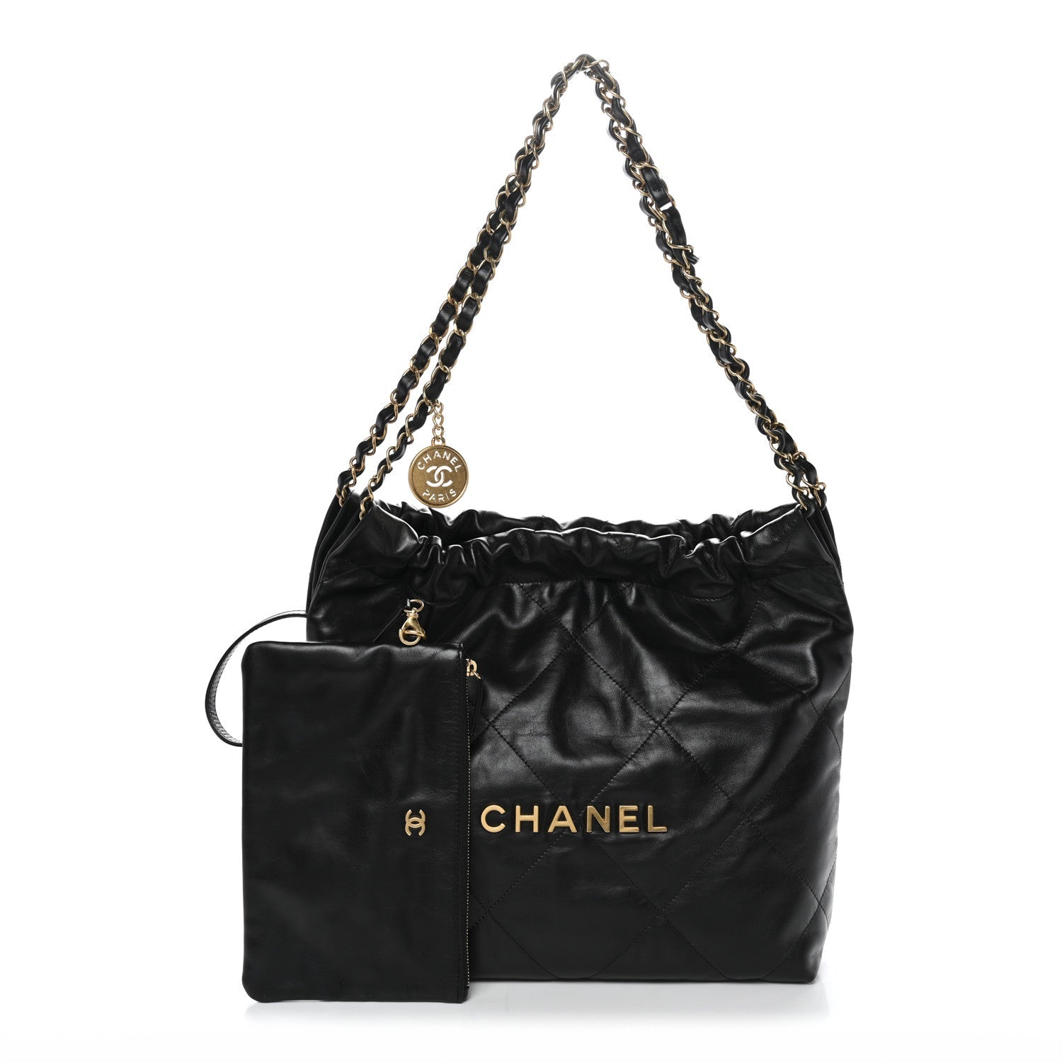 Chanel Shiny Calfskin Quilted Small Chanel 22 Black