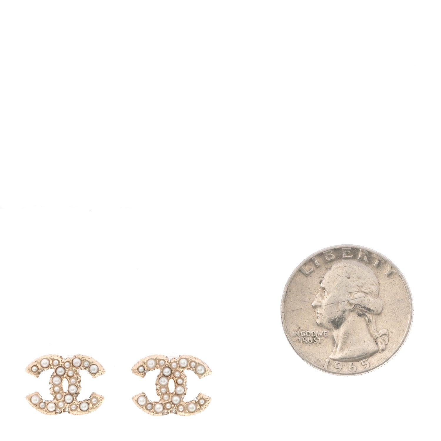 Metal Graduated Pearl Crystal CC Earrings Light Gold