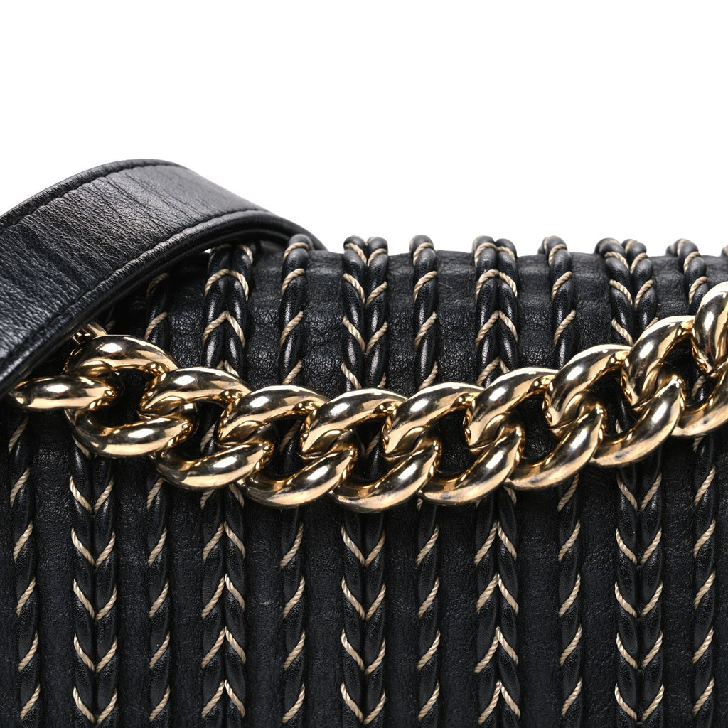 Chanel Calfskin Braided Small Boy Flap Black