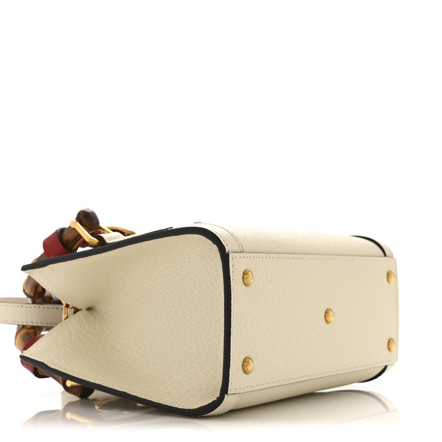 Gucci Textured Dollar Calfskin Web Mini Diana Tote Bag Mystic White