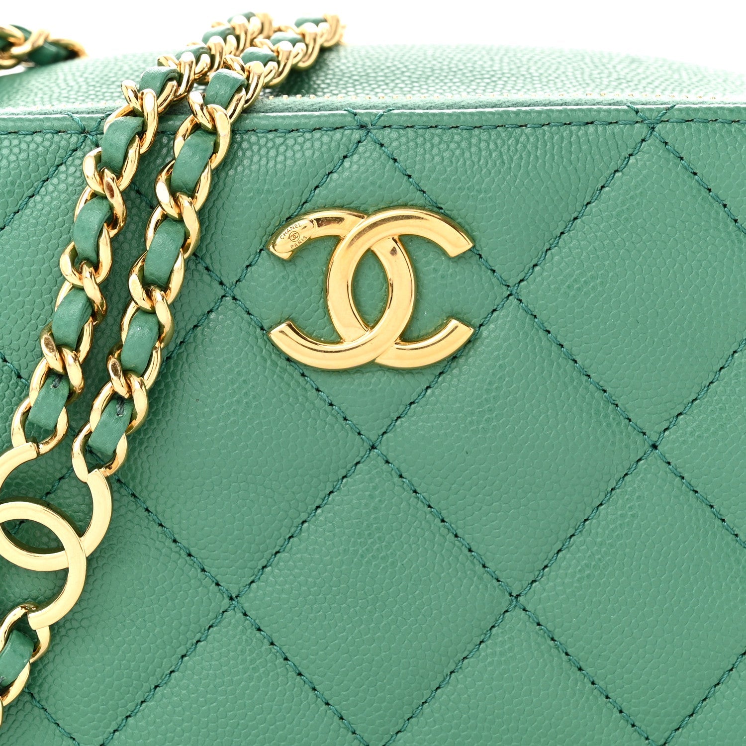 Chanel Caviar Quilted Mini CC You Camera Case Dark Green