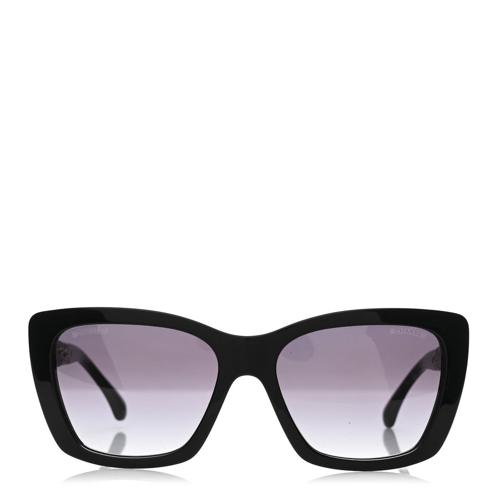 Acetate Calfskin Square Sunglasses 5476-Q-A Black White