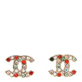 Metal Crystal CC Earrings Gold Multicolor