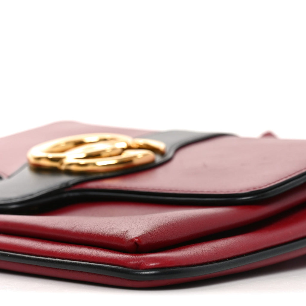 Gucci Calfskin Medium Arli Flap Shoulder Bag New Cherry Red Black