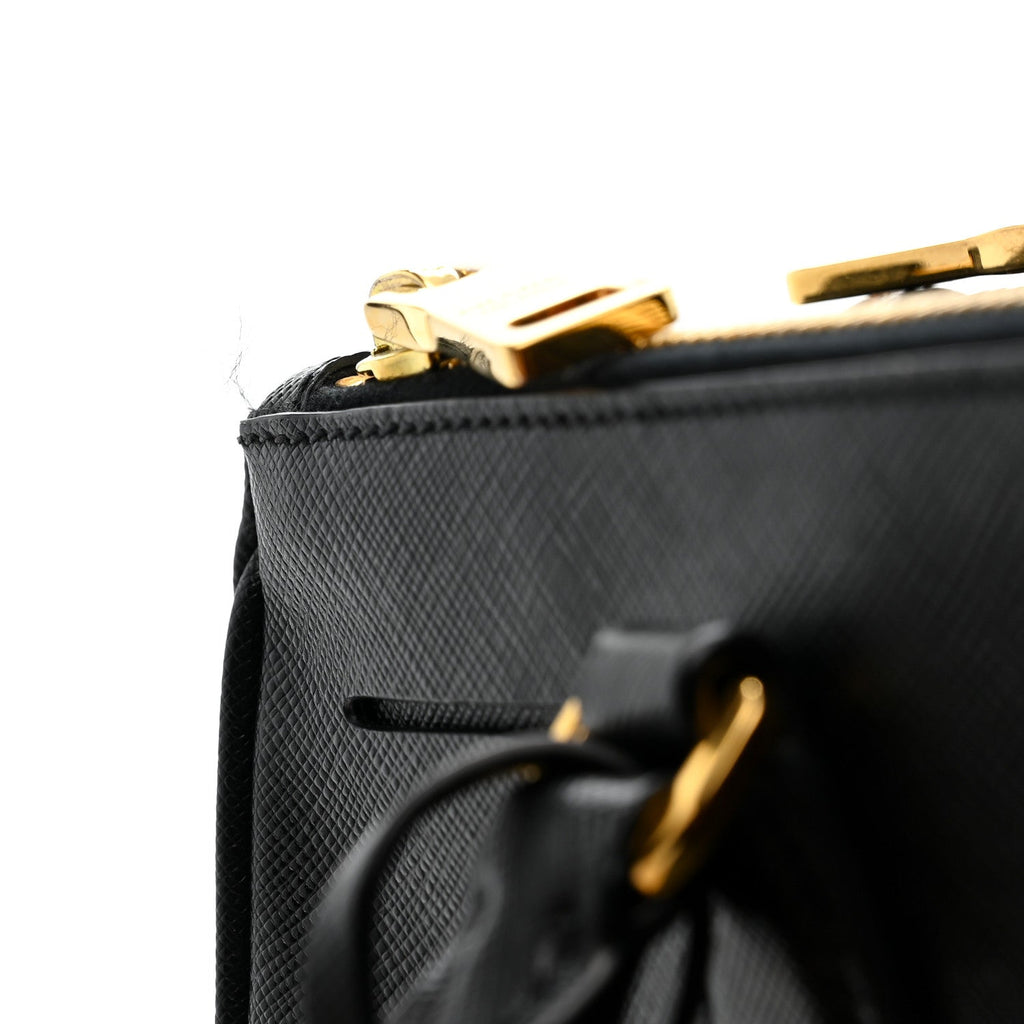 Prada Saffiano Small Galleria Double Zip Tote Black