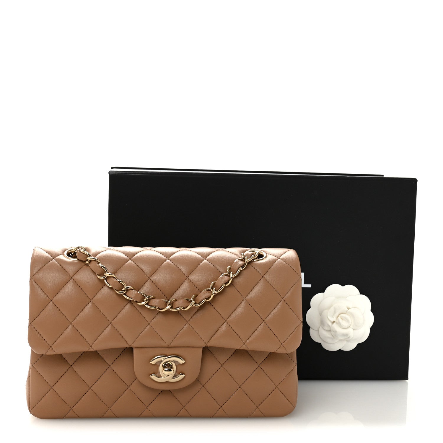 Chanel Lambskin Quilted Small Double Flap Brown