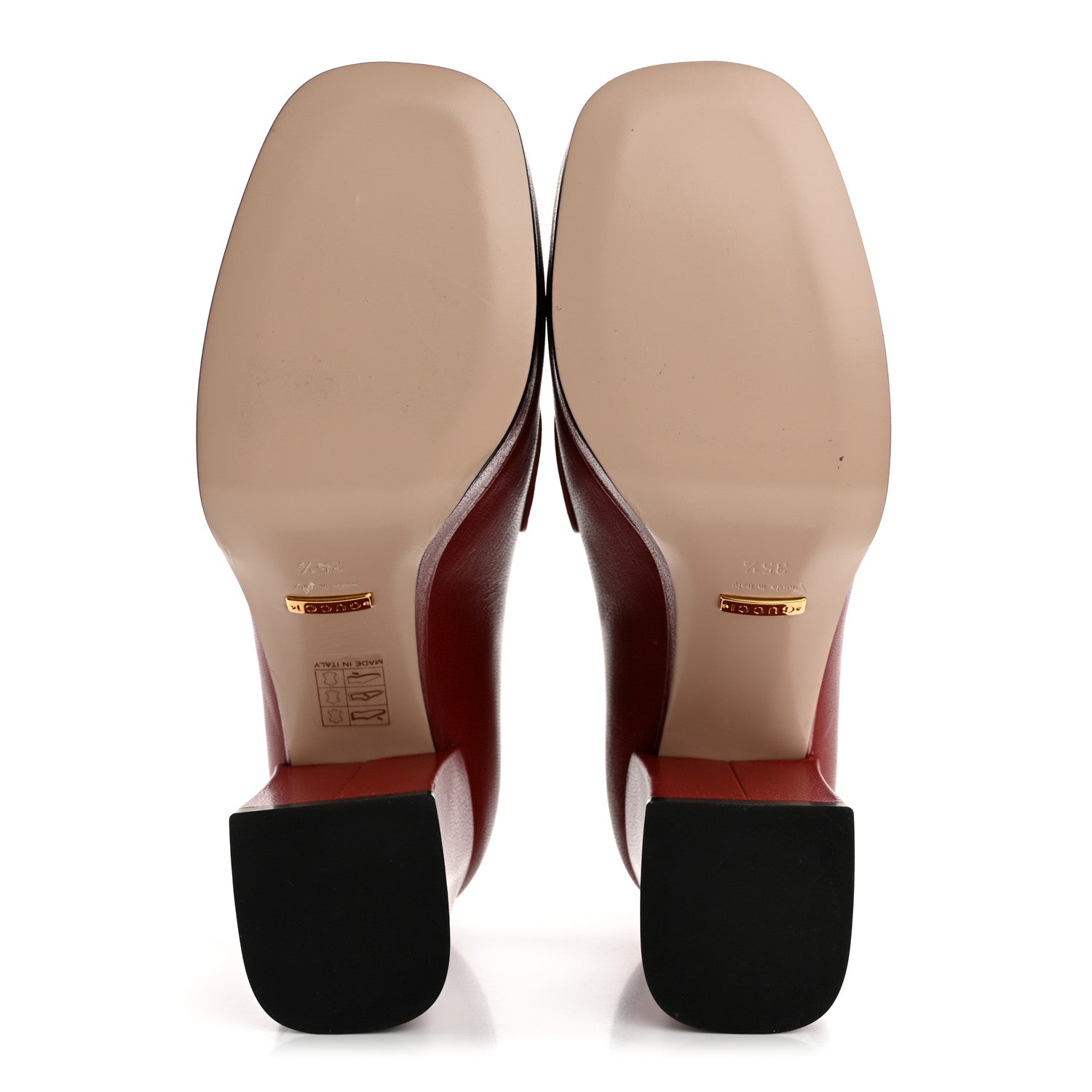 Gucci Goatskin Houdan Mid Heel Platform Loafers 35.5 Hibiscus Red