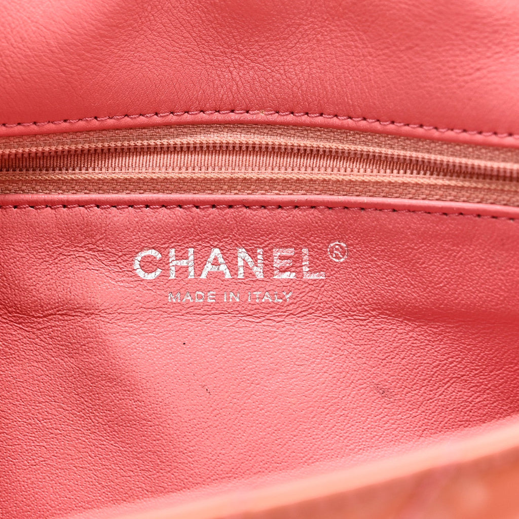 Chanel Patent Chevron Quilted Medium Single Flap Pink