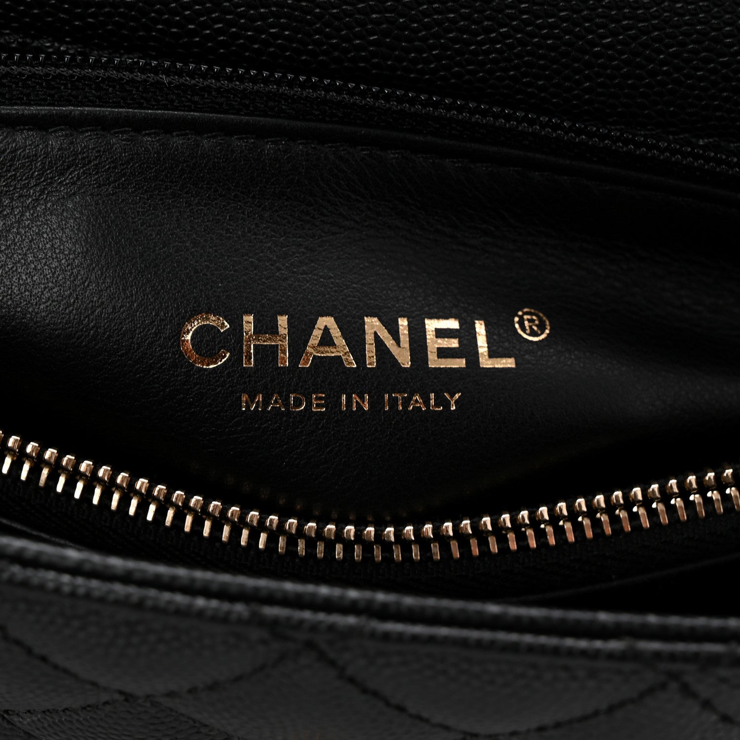 Chanel Caviar Lizard Embossed Quilted Small Coco Handle Flap Black