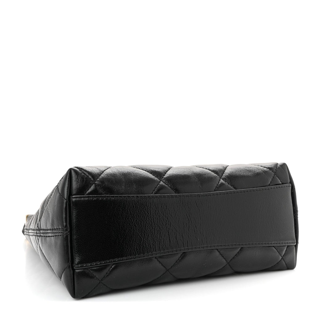 Chanel Shiny Crumpled Lambskin Quilted Small CC Funky Town Hobo Black