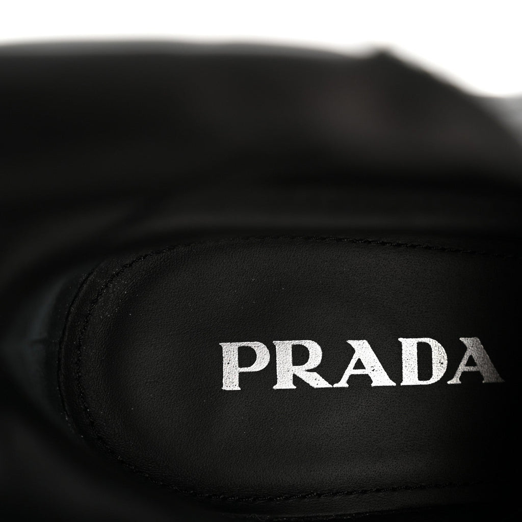 Prada Spazzolato Re-Nylon Metal Triangle Logo 110mm Ankle Boots 40 Black