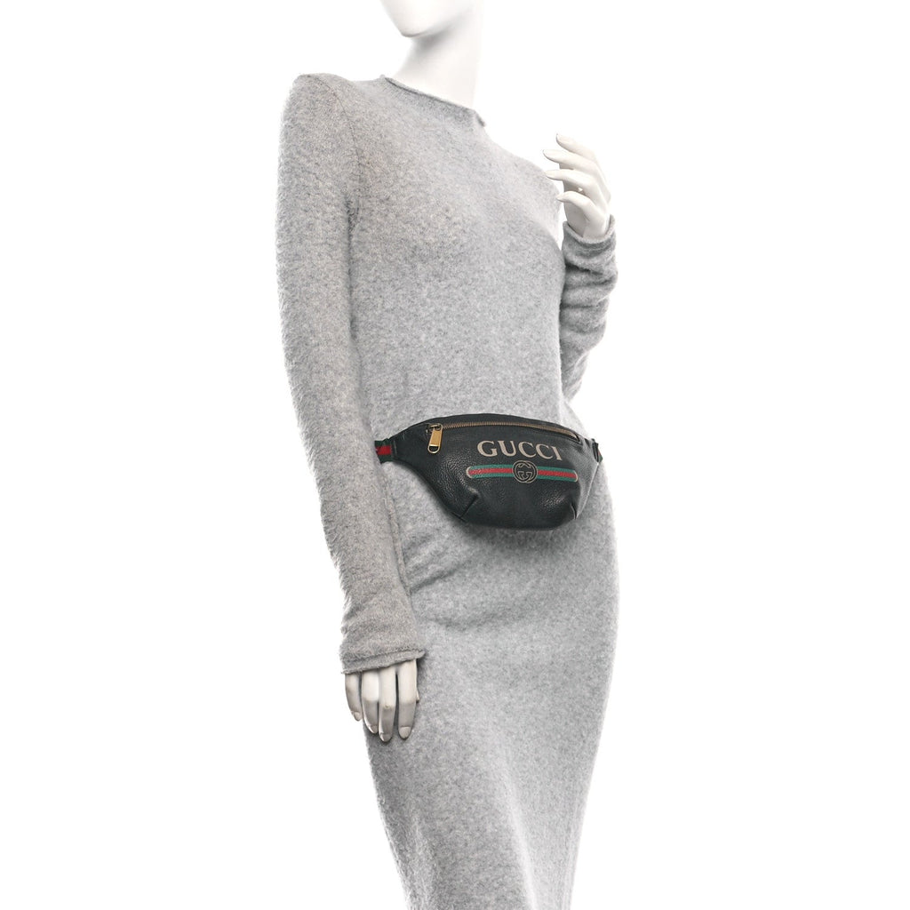 Gucci Grained Calfskin Small Logo Belt Bag Black