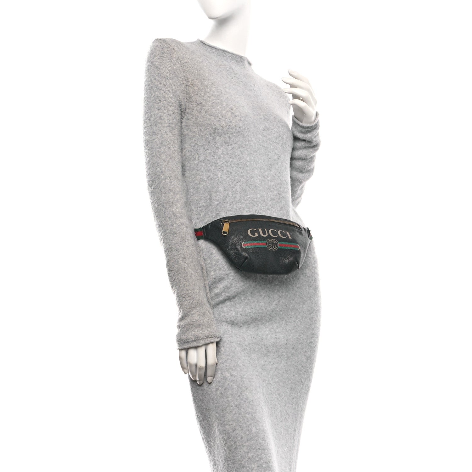 Gucci Grained Calfskin Small Logo Belt Bag Black