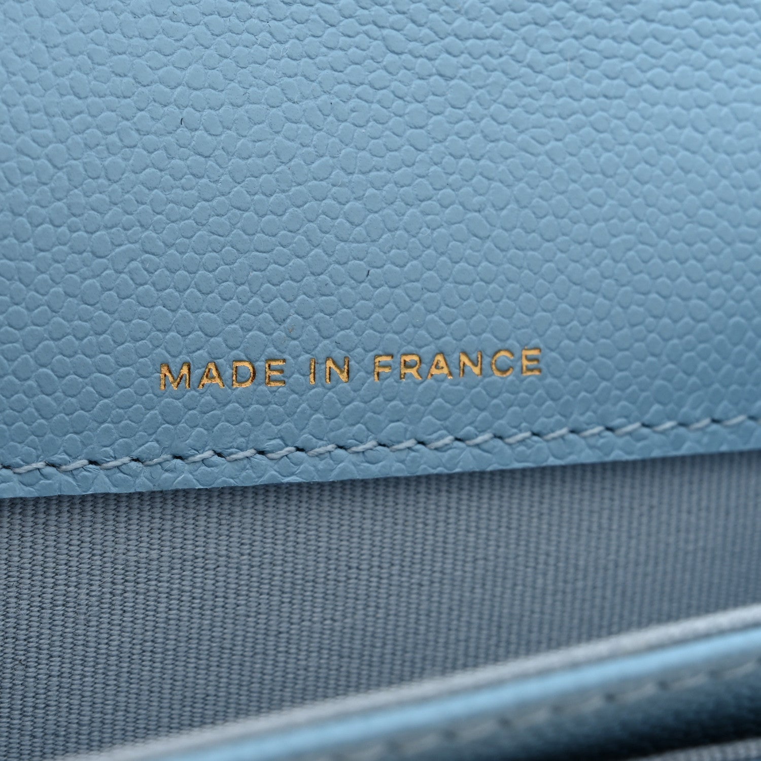 Caviar Quilted Flap Card Holder Wallet Light Blue