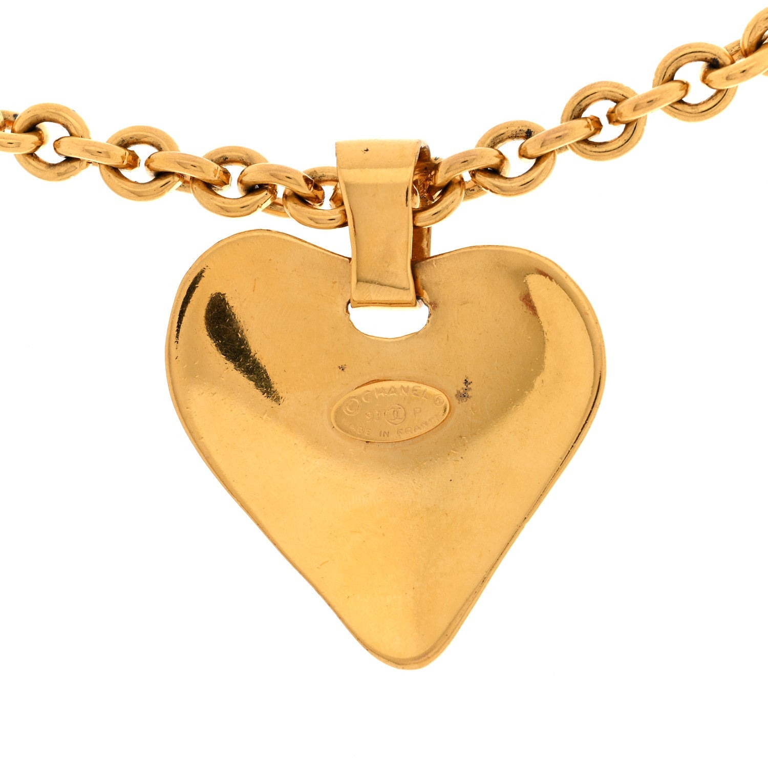 CC Heart Chain Pendant Necklace Gold