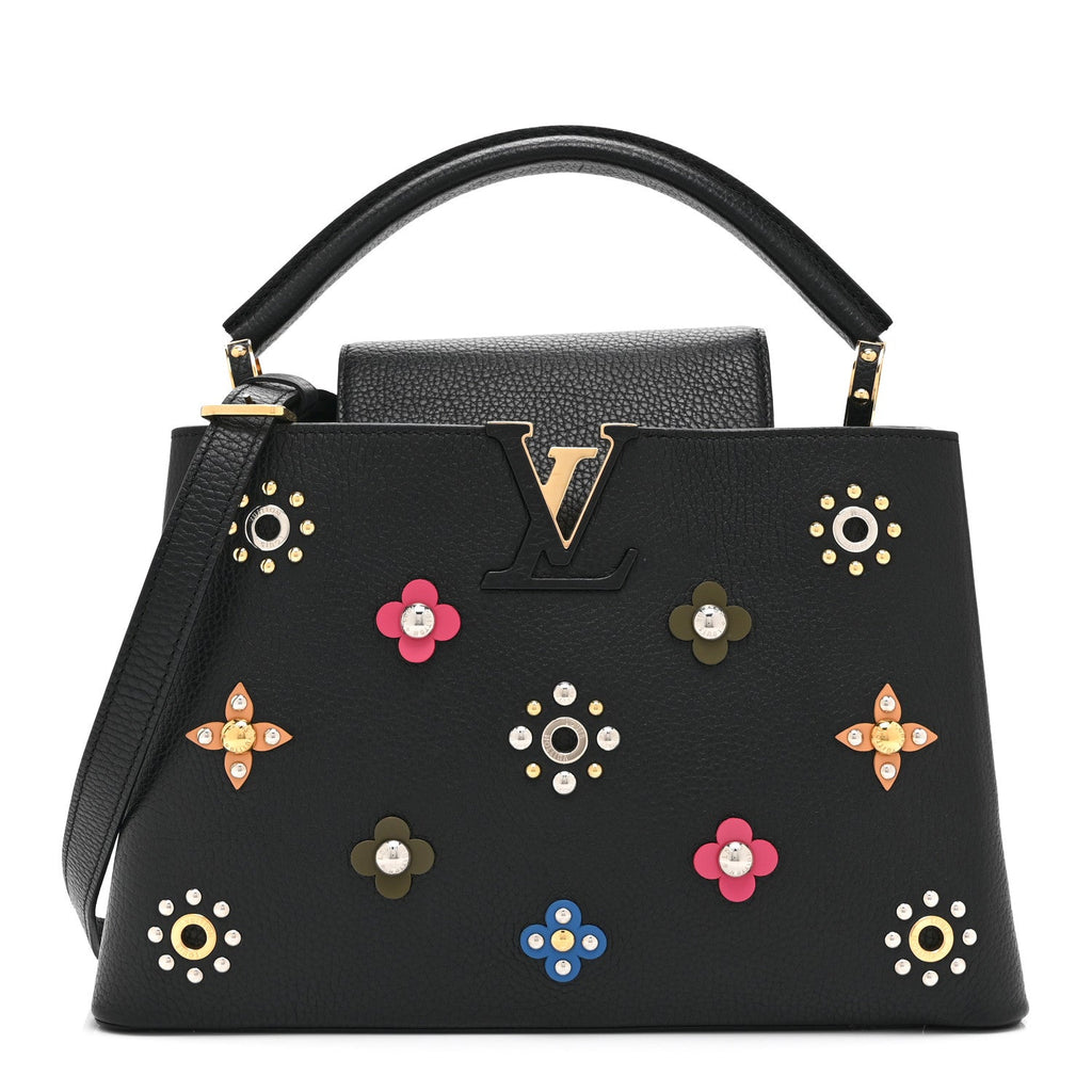 Louis Vuitton Taurillon Mechanical Flowers Capucines PM Black