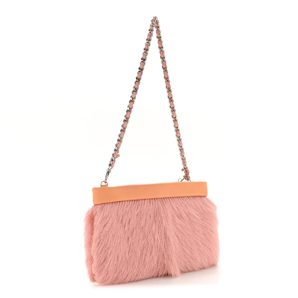 Chanel Rabbit Fur N°5 Pochette Pink Orange