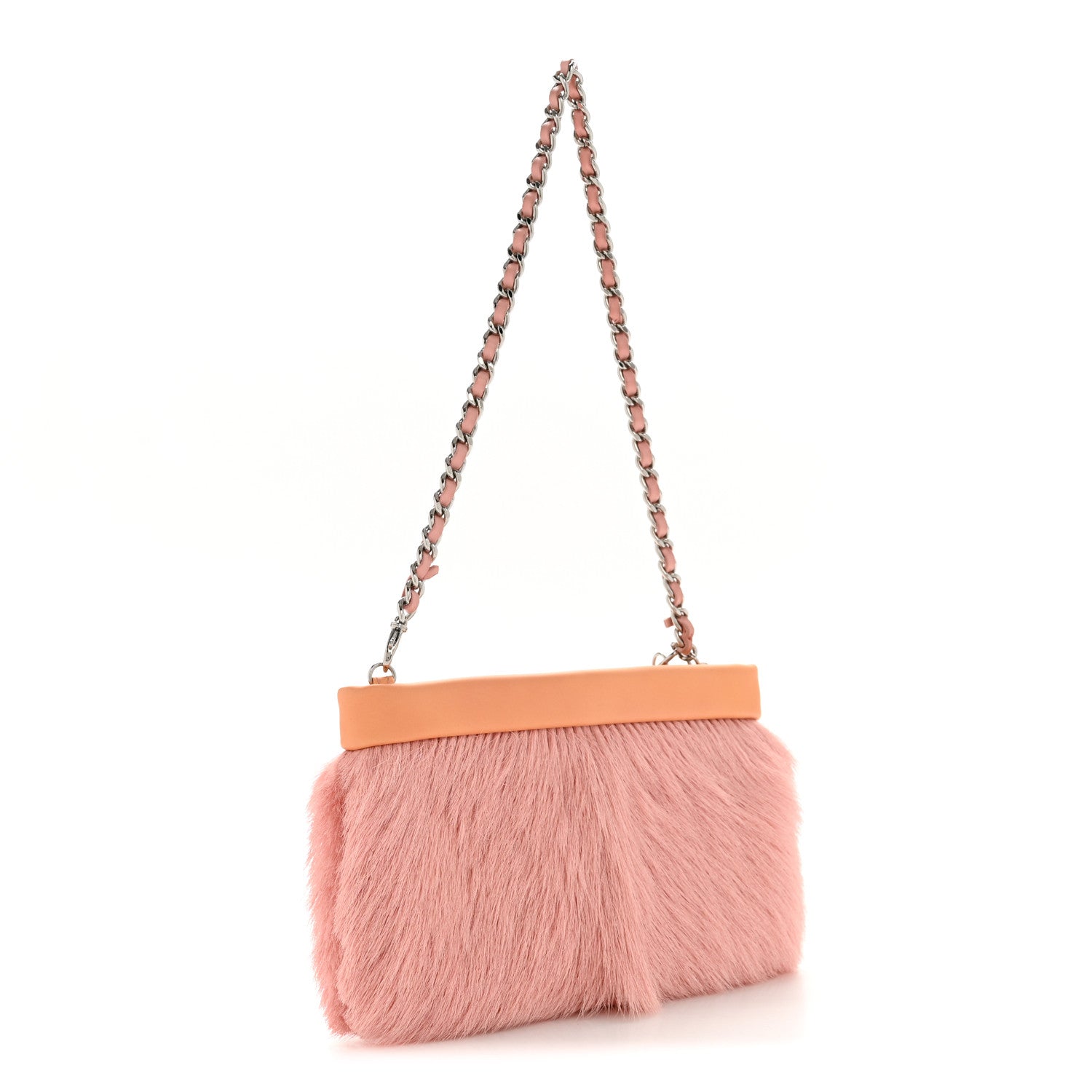 Chanel Rabbit Fur N°5 Pochette Pink Orange