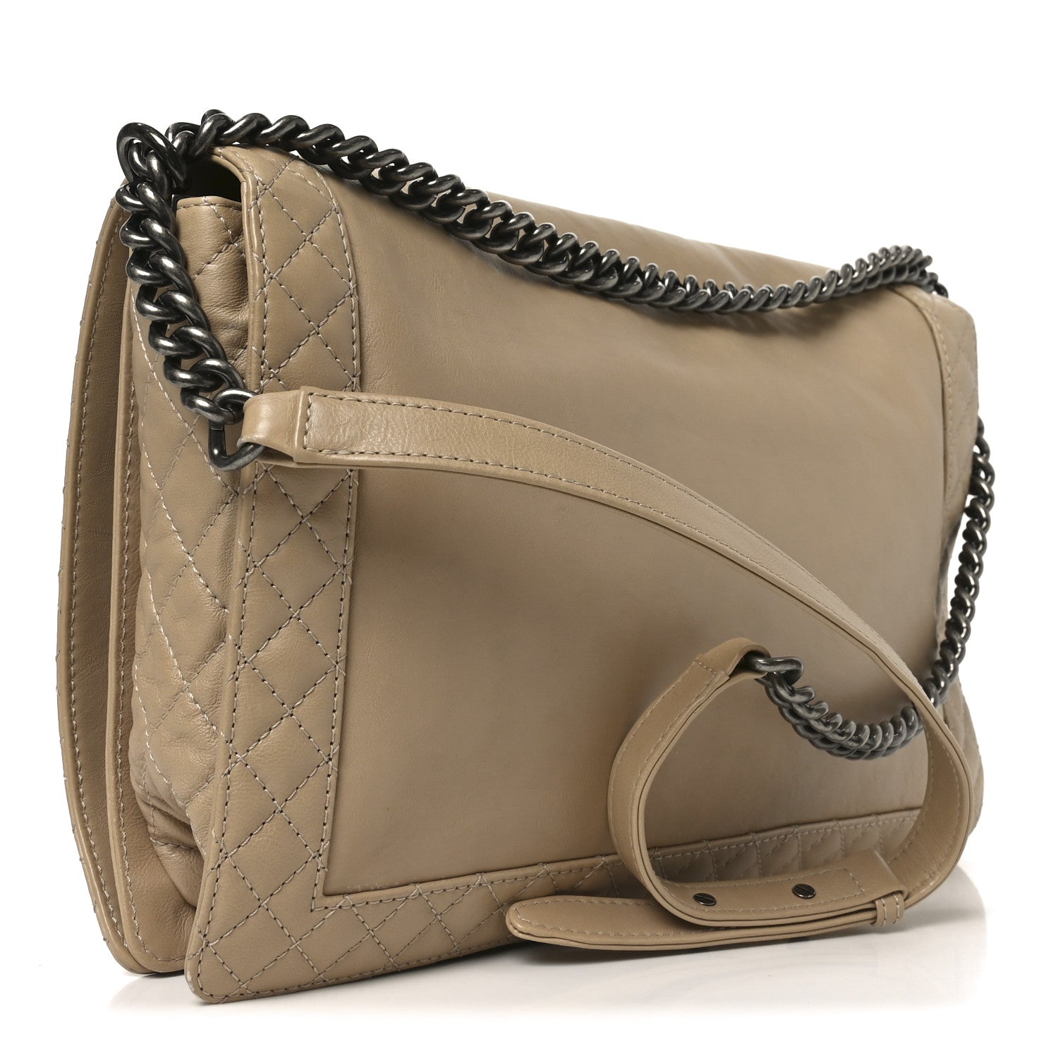 Chanel Calfskin Large Boy Reverso Flap  Beige