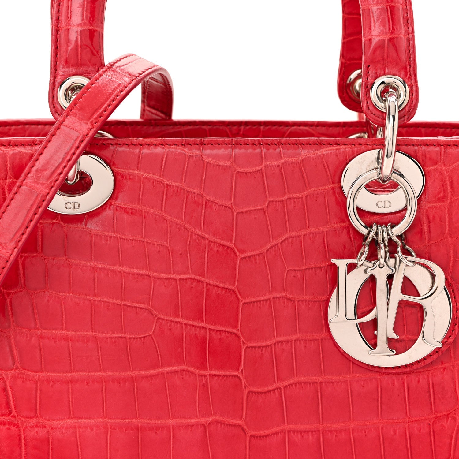 Christian Dior Alligator Medium Lady Dior Red