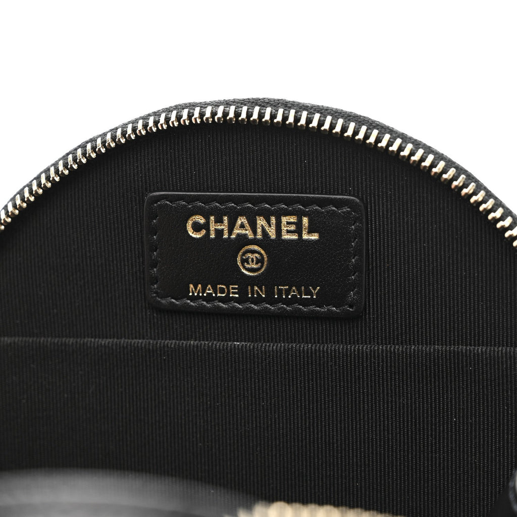 Chanel Caviar Quilted Round Handle With Care Vanity With Chain Black