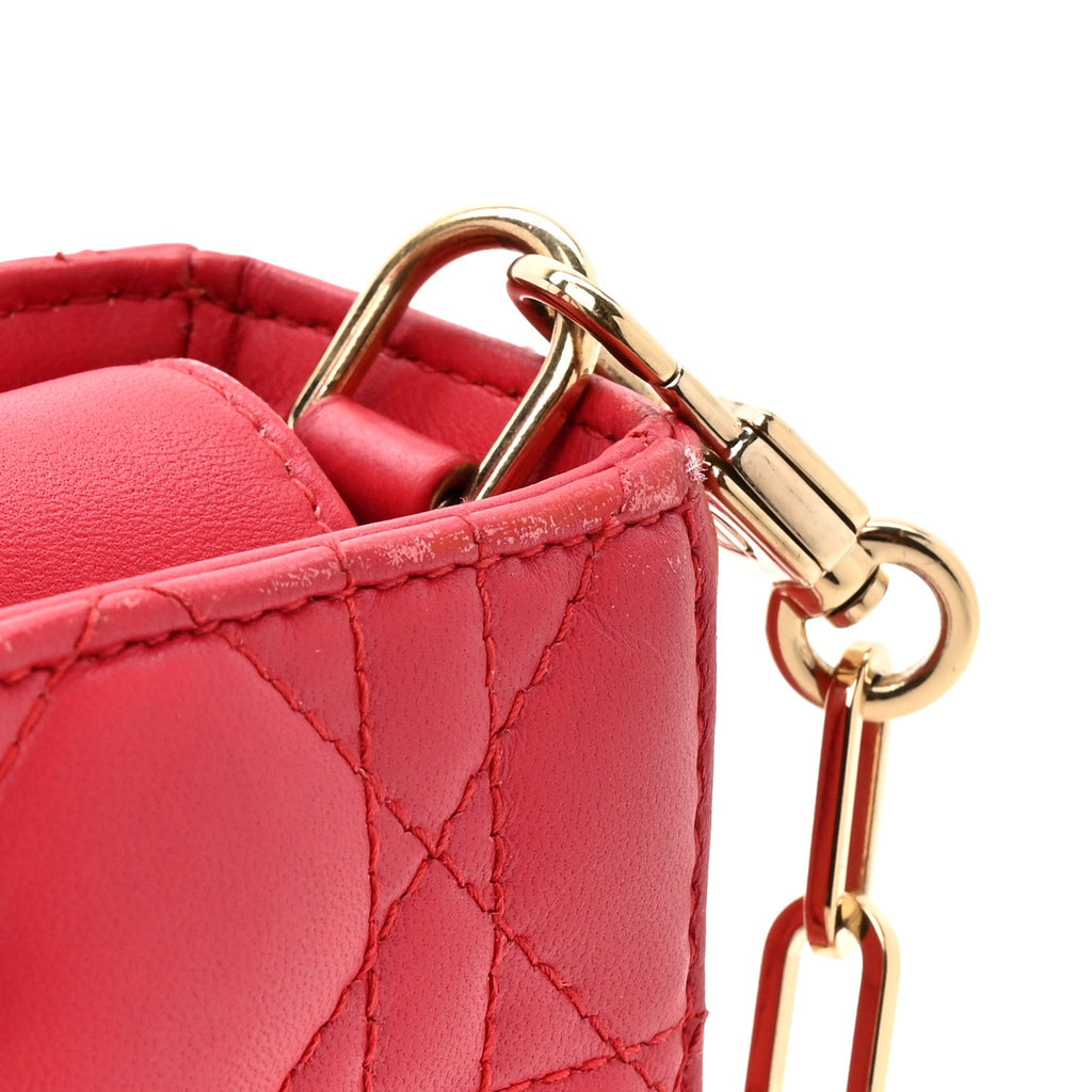Christian Dior Lambskin Cannage Medium Lady D-Joy Red