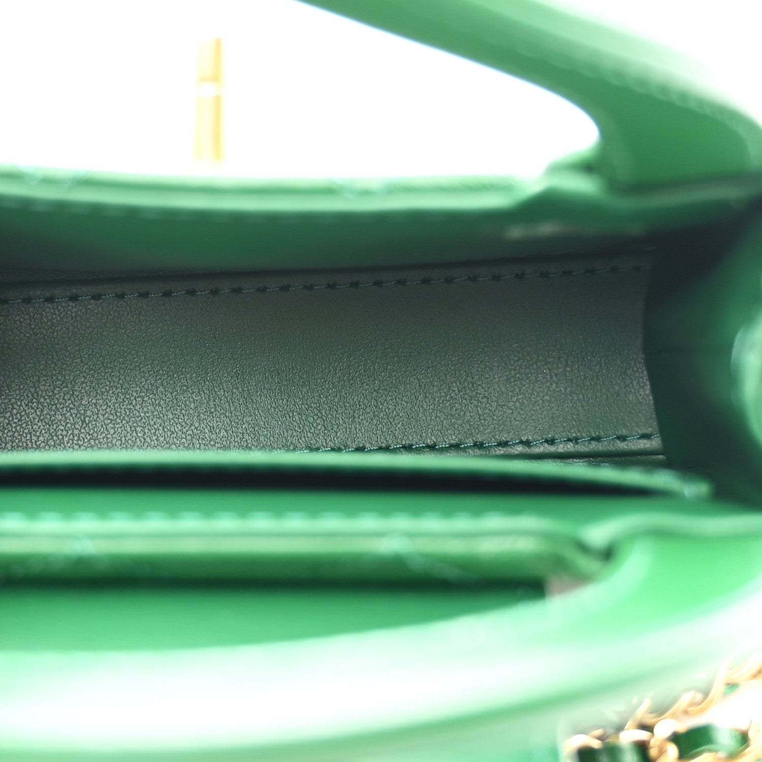 Chanel Shiny Aged Calfskin Quilted Mini Nano Kelly Shopper Green