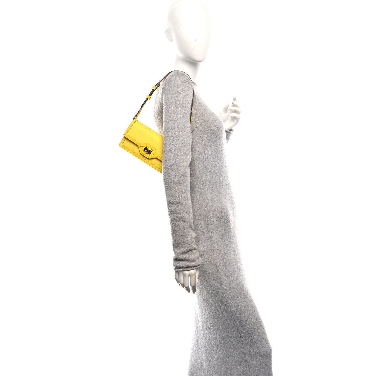 Gucci GG Monogram Scratch Lux Calfskin Mini Luce Shoulder Bag Yellow