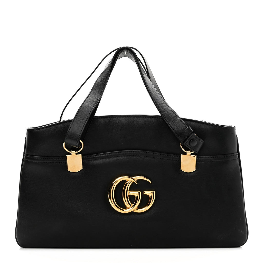Gucci Vitello Palmellato Lux Large Arli Top Handle Bag Black