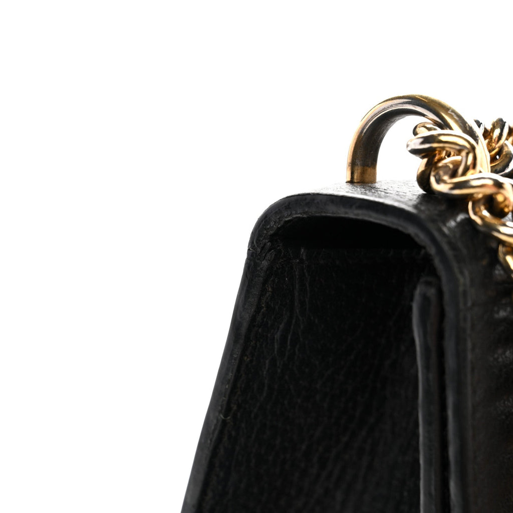 Gucci Grained Calfskin Bee Star Small Padlock Shoulder Bag Black