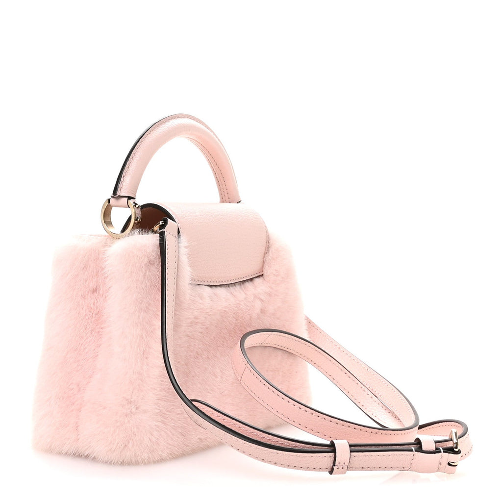 Louis Vuitton Mink Calfskin Goatskin Capucines Mini Rosewater Pink