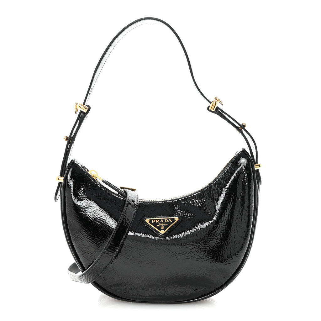 Prada Patent Naplak Arque Shoulder Bag Black